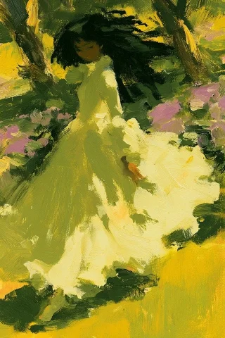 Impressionist Oil Painting — Nano Banana 2 AI Prompt: impressionist oil painting, graceful african amercan woman with dreadlocks in fl...