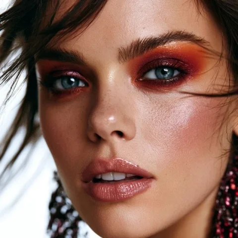 High Fashion Makeup — Nano Banana 2 AI Prompt: High fashion makeup editorial photo, extreme detail shot of a woman, facing stra...
