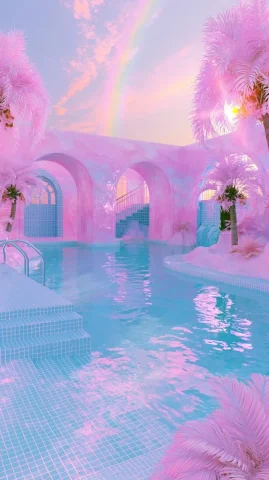 Dreamcore Pool Scene — Midjourney v6 AI Prompt: dreamcore, pool, water，empty, photorealistic --ar 9:16 --raw --hd --profile qo7...