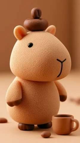 Cute Coffee Capybara — Nano Banana 2 AI Prompt: create a cute 3d coffee capybara with coffee bean on its head --chaos 5 --ar 9:1...