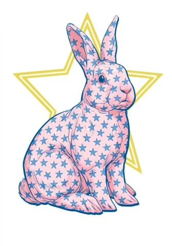 Pink Rabbit Mascot — Nano Banana 2 AI Prompt: object isolated on white background, whimsical hand-drawn pink rabbit mascot wit...