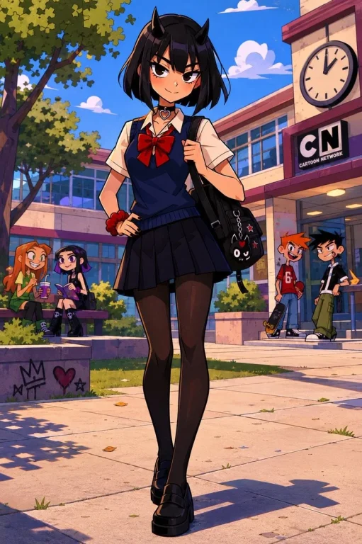 Demon Schoolgirl Anime Scene