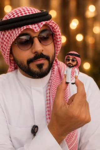 Miniature Toy Self Portrait — Nano Banana 2 AI Prompt: Create a realistic photo of me holding a tiny miniature toy version of myself be...