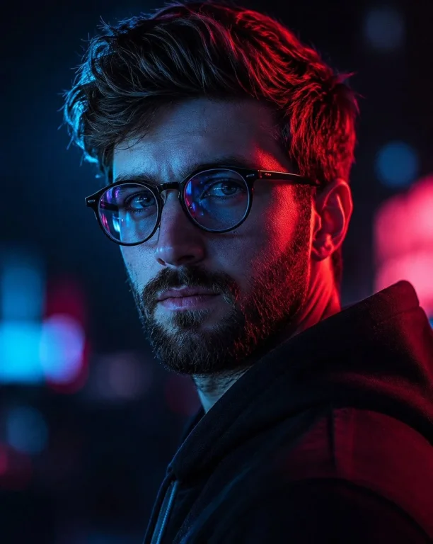 Cyberpunk Neon Male Portrait