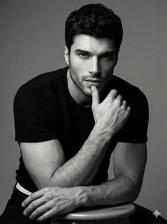 Black and White Male Studio Portrait