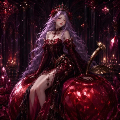 Gothic Rose Fantasy Queen Portrait — Nano Banana 2 AI Prompt: Beautiful fantasy woman with long flowing hair, inspired by gothic rose aestheti...