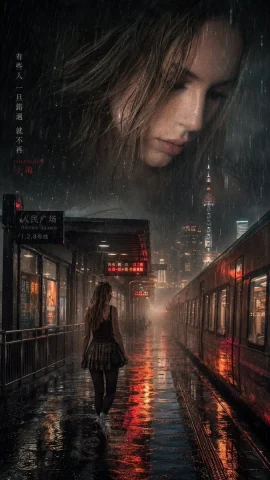 Double Exposure Movie Poster — Nano Banana 2 AI Prompt: A cinematic and melancholic movie poster with a double exposure effect. At the t...