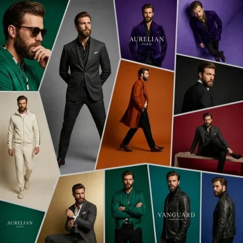 Product Marketing - Luxury Menswear Collage — GPT Image 2.5 AI Prompt: Goal: Create a luxury fashion editorial collage featuring the same handsome Holl...