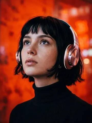 Profile / Avatar - Cyberpunk Bob Portrait Comparison — Nano Banana 2 AI Prompt: Portrait of a young woman with short black bob haircut, intense and slightly dre...