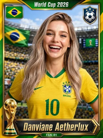Brazil World Cup Sticker Card — GPT Image 2.5 AI Prompt: Goal: Create a glossy collectible soccer sticker/card for the World Cup 2026, fe...