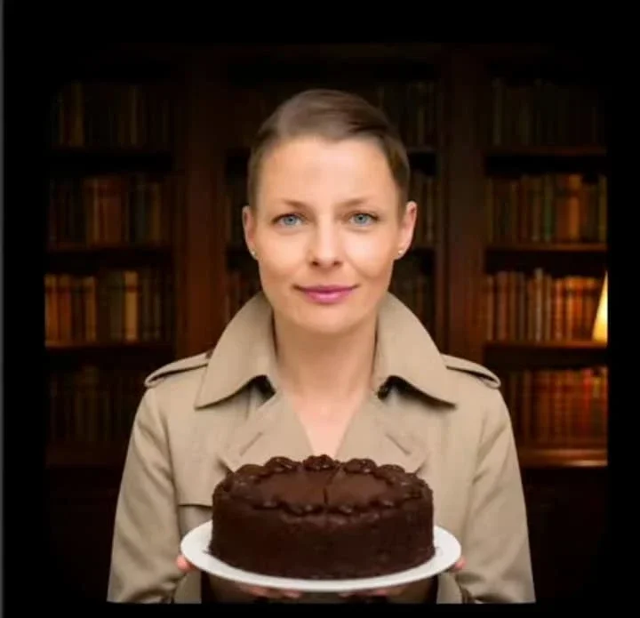 Profile / Avatar - Faceless Man Holding Chocolate Cake