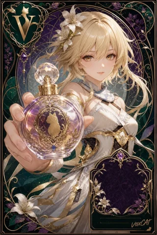 Art Nouveau Fantasy Perfume Poster — GPT Image 2.5 AI Prompt: Goal: Create a vertical Art Nouveau luxury perfume advertisement poster featurin...