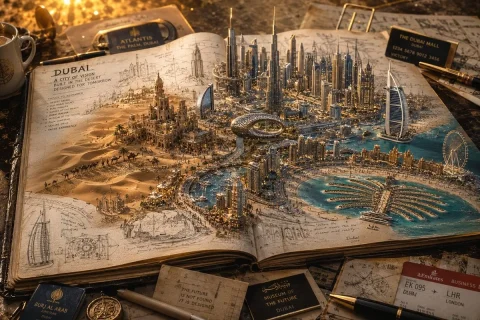3D Notebook World Travel Poster — GPT Image 2.5 AI Prompt: Create a hyper-realistic premium travel-art campaign titled: "A COUNTRY IN A NOT...
