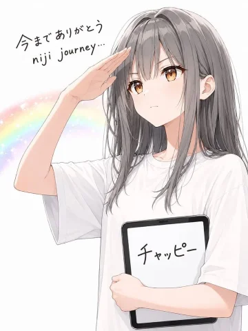 Anime Farewell Girl With Tablet — GPT Image 2.5 AI Prompt: Create a soft anime-style illustration on a clean white background: a young woma...