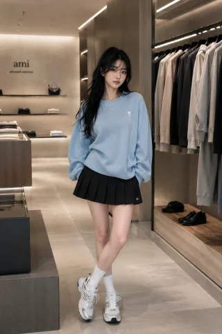 Product Marketing - Minimalist Boutique Fashion Editorial — GPT Image 2.5 AI Prompt: A full-body editorial fashion photograph of a beautiful young woman with the sam...