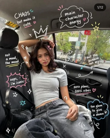 Social Media Post - Trendy Car Interior Portrait — GPT Image 2.5 AI Prompt: An ultra-realistic trendy aesthetic portrait of a stylish young woman sitting ca...