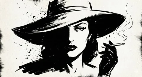 Dark Ink Noir Portrait — Nano Banana 2 AI Prompt: Dark, high-contrast noir-style portrait of a person, drawn entirely with bold bl...