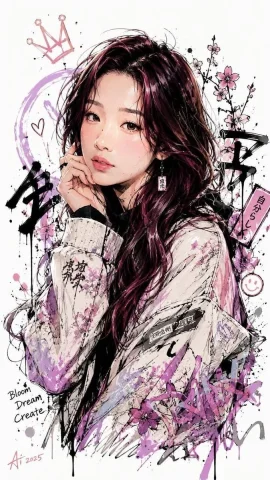 Ink Splatter Character — Nano Banana 2 AI Prompt: Generate an illustration as you imagine it. Features include a Japanese illustra...