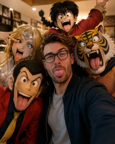 Realistic Selfie with Cartoon Characters — Nano Banana 2 AI Prompt: Create a fun and ultra-realistic selfie with the uploaded photo as the main subj...