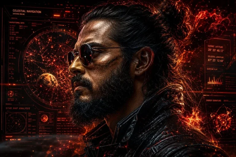 Rugged Cyberpunk Man HUD Portrait
