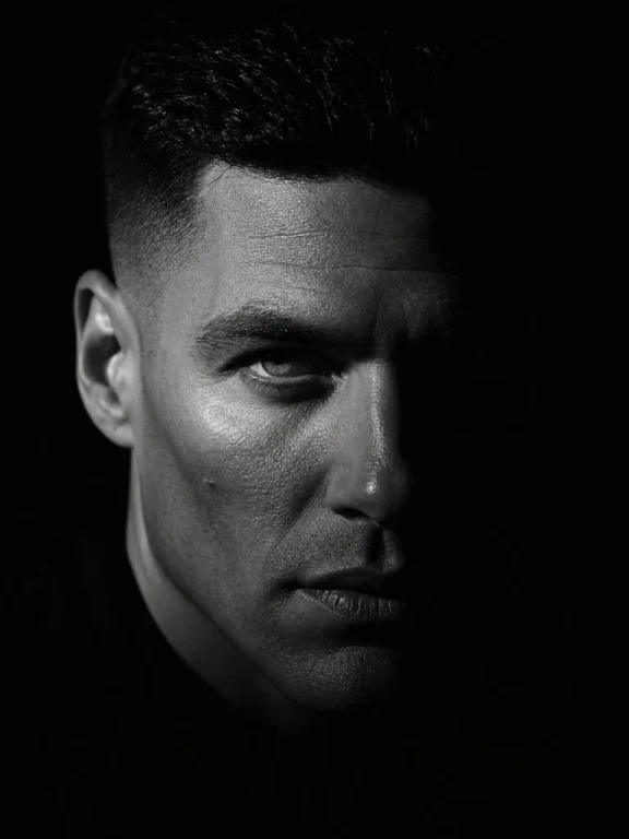 Dramatic Chiaroscuro Male Editorial Portrait