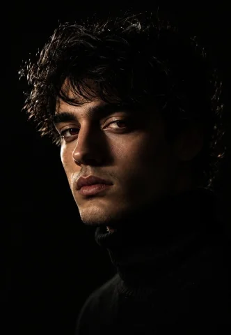 Moody Chiaroscuro Studio Portrait — Nano Banana 2 AI Prompt: Use the Exact same face from reference image and generate a Close-up studio port...