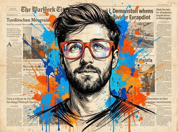 Newspaper Collage Pop Art Portrait