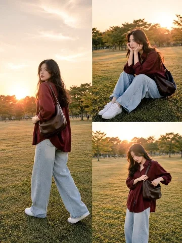Lifestyle Fashion Candid Collage — Nano Banana 2 AI Prompt: Ultra realistic lifestyle fashion collage of a beautiful young woman in a wide o...
