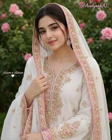 Traditional South Asian Portrait — Nano Banana 2 AI Prompt: Create an image standing outdoors against a softly blurred background of green R...