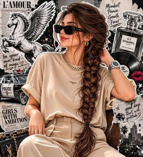 Fashion Editorial Portrait with Grunge Collage