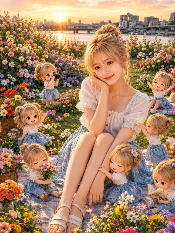 Golden-Hour Flower Picnic Clones