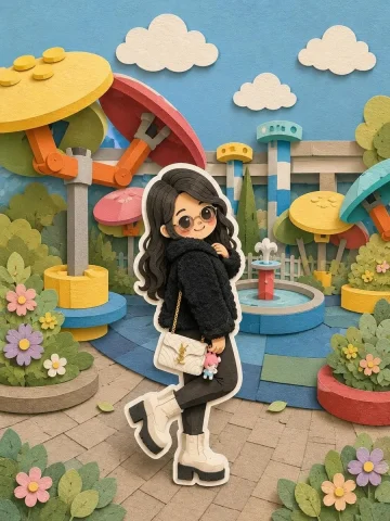 Layered Papercut Chibi — Nano Banana 2 AI Prompt: Cute layered paper-cut art style illustration of a chibi girl with big expressiv...
