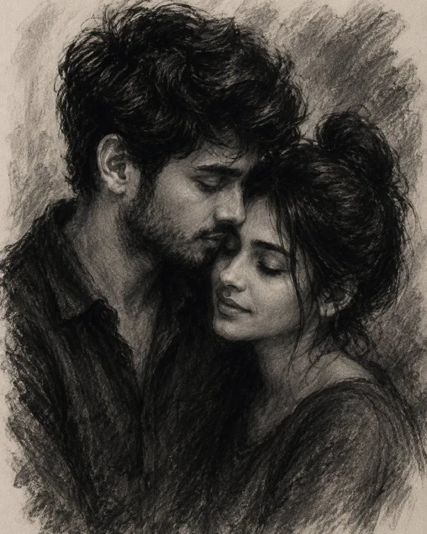 Charcoal and Pencil Couple Drawings