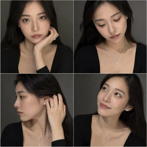 Luxury Jewelry Portrait Grid — Nano Banana 2 AI Prompt: { "objective": "Create a 2x2 portrait grid of an extremely beautiful Japanese wo...