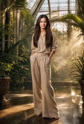 Luxury Tropical Greenhouse Portraits — Nano Banana 2 AI Prompt: Image 1 Use my reference photo as the subject (same face/likeness). Full-body ed...