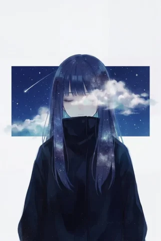 Minimalist Melancholic Cosmic Anime — Nano Banana 2 AI Prompt: { "style": "minimalist melancholic anime illustration with surreal cosmic double...