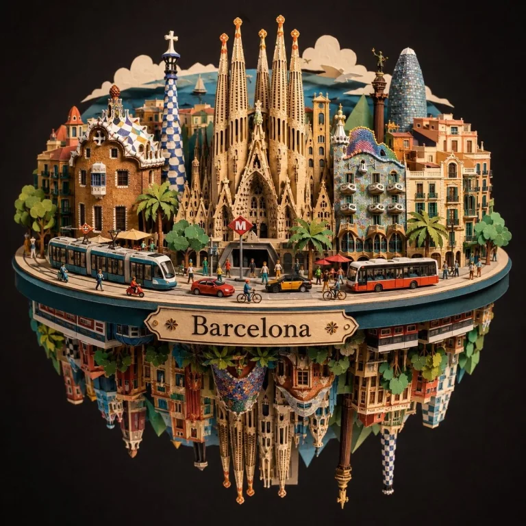 Barcelona Spherical Paper City Diorama