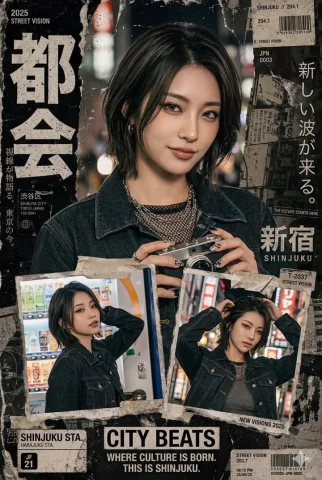 Japanese Streetwear Magazine Collage — Nano Banana 2 AI Prompt: A Japanese streetwear magazine-style poster collage with a gritty, urban aesthet...