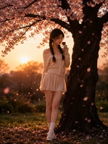 Cinematic Spring Cherry Blossom Portrait — Nano Banana 2 AI Prompt: Use the uploaded portrait only to preserve the person’s facial identity, hairsty...