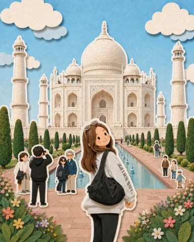 Paper-Cut Diorama Illustration — Nano Banana 2 AI Prompt: { "Highly detailed paper-cut diorama illustration of a cute young girl standing...