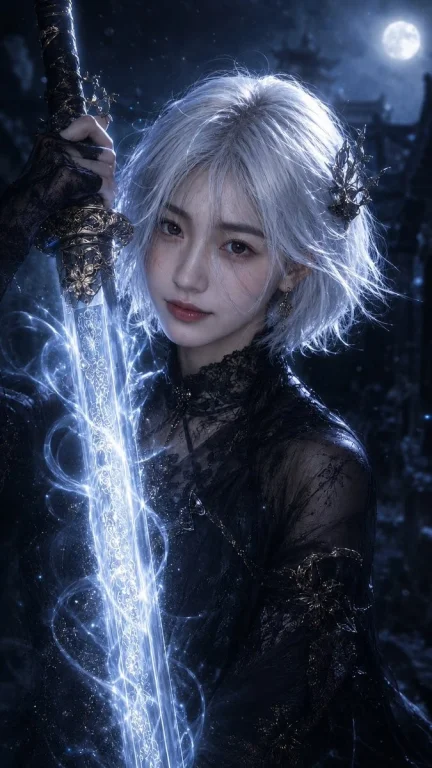 Moonlit Dark Fantasy Sword Maiden