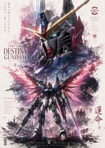 Mecha Anime Poster Art — Nano Banana 2 AI Prompt: Mecha anime poster in watercolor and ink wash style, vertical layout, epic and d...