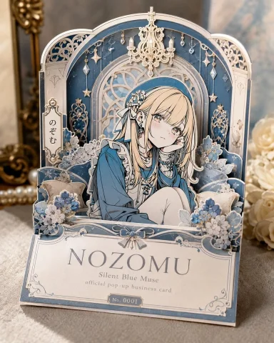 Anime Pop-Up Business Card — Nano Banana 2 AI Prompt: Goal: Create a luxurious photographed paper-craft pop-up business card for an or...