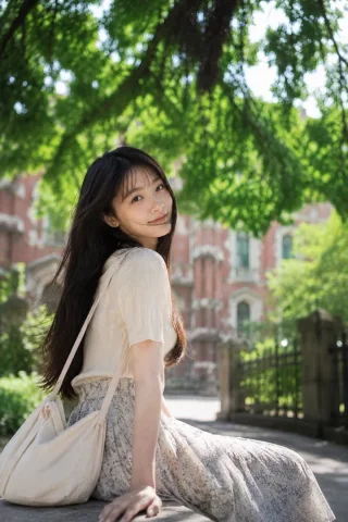 Early Summer Japanese Portrait — Nano Banana 2 AI Prompt: 主題：木漏れ日に包まれた初夏のポートレート 人物・表情：20代前半の日本人女性、ナ...