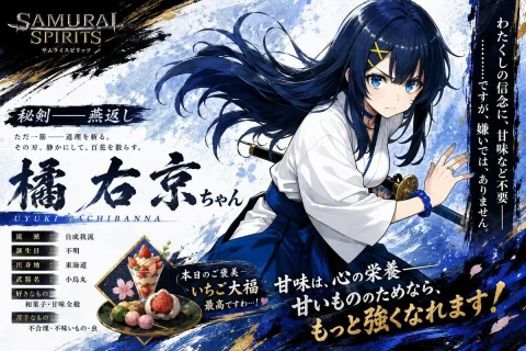Anime Samurai Poster — Nano Banana 2 AI Prompt: Generates a dramatic Japanese anime samurai character profile poster with callig...