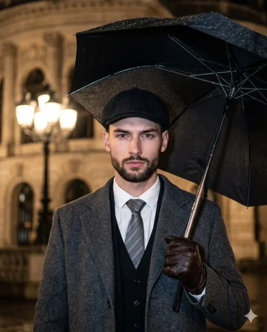 Paparazzi Night Flash — Nano Banana 2 AI Prompt: A complex flash-photography style prompt featuring a man in winter formalwear wi...