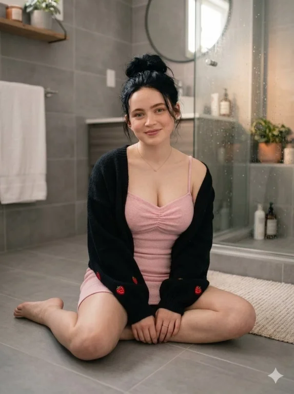 Pink Bathroom Portrait
