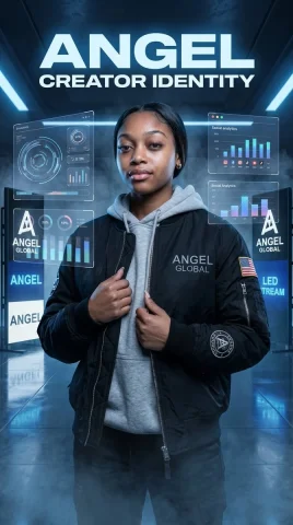 Futuristic Creator Poster — Nano Banana 2 AI Prompt: A hyper-realistic futuristic creator-brand campaign poster featuring a stylish y...