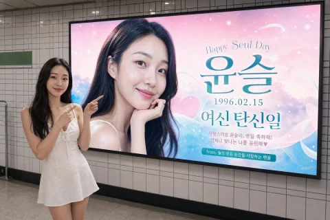 Subway Birthday Billboard — Nano Banana 2 AI Prompt: Goal: Create a realistic smartphone-style photo taken in a subway station, showi...
