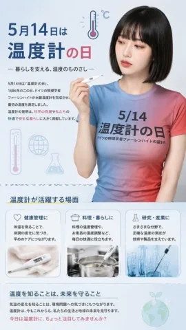Thermometer Day Poster — Nano Banana 2 AI Prompt: Goal: Create a vertical Japanese awareness poster for May 14, Thermometer Day, c...
